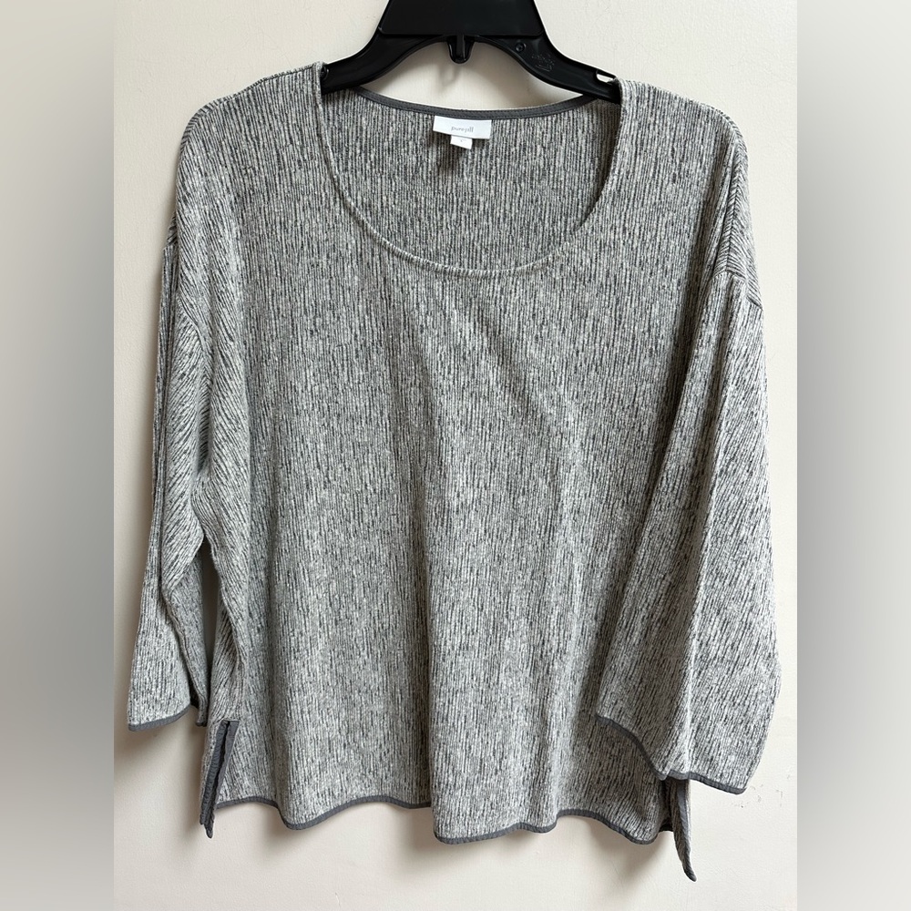 J. Jill Pure Jill Linen Cotton 3/4 Sleeve Textured Oversized Blouse Size Large